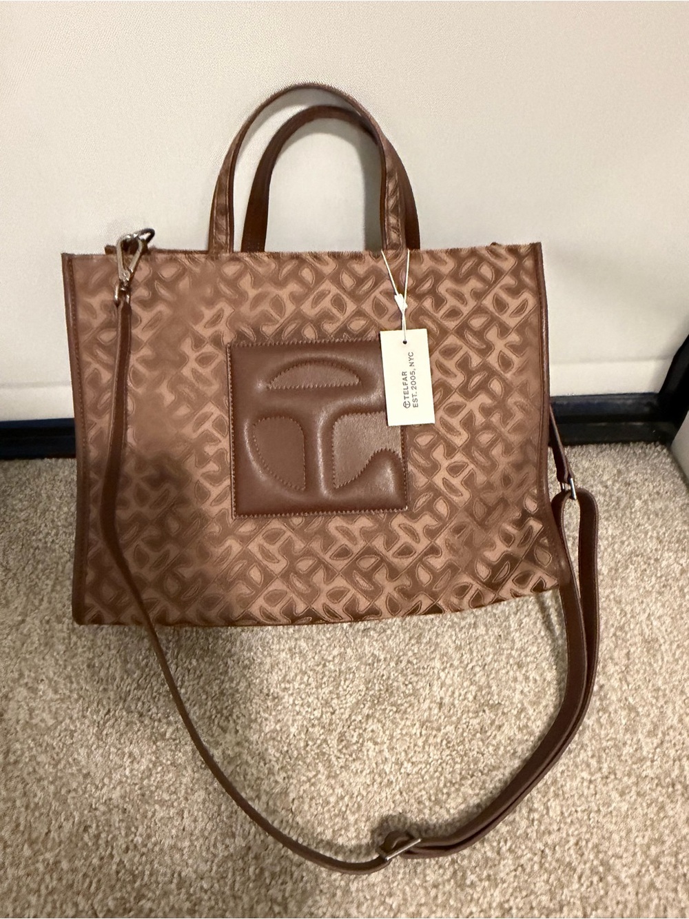 Telfar Medium Jacquard Shopper - Chocolate Monogram